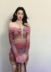 One-Shoulder Tie-Dye Sexy Dress
